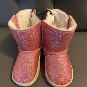 Brand new size two pink sparkly fur-lined boots